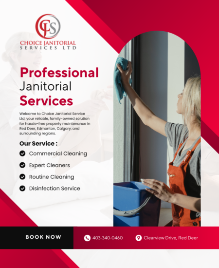 Red and White Modern Professional Housekeeping Services Instagram Post Commercial Cleaning Services Calgary